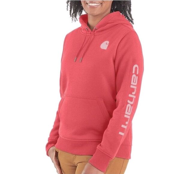Carhartt Women's Relaxed Fit Midweight Logo Sleeve Graphic Sweatshirt Sz S - Picture 1 of 7